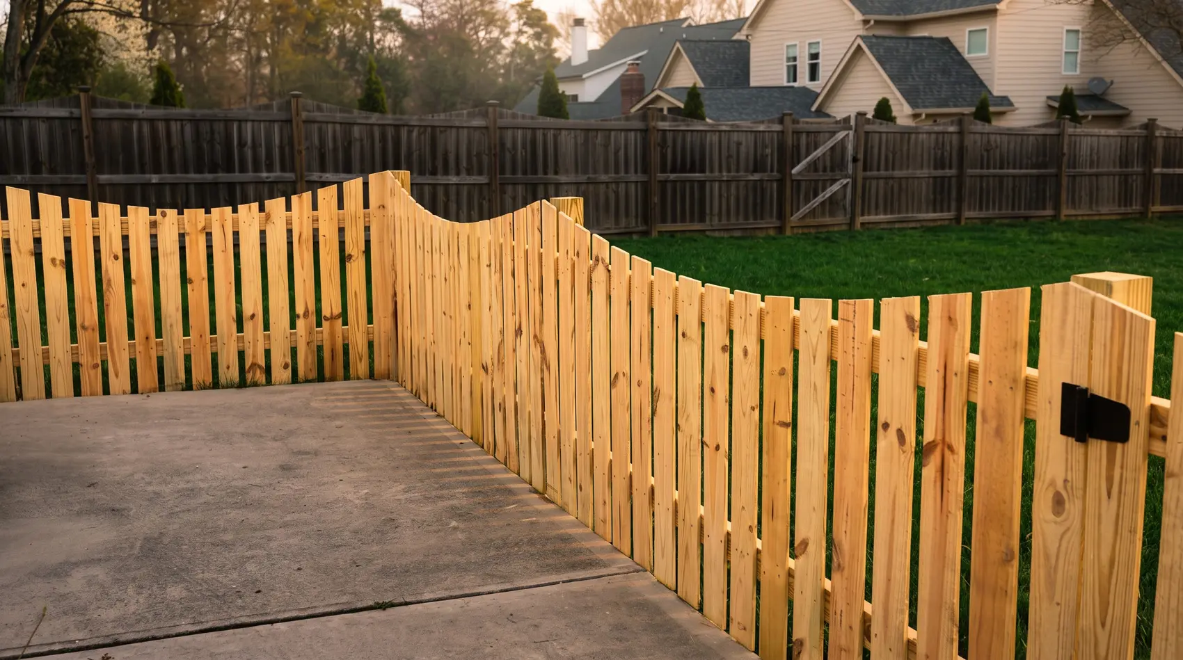 Natural wood privacy fence installed in an Austin backyard