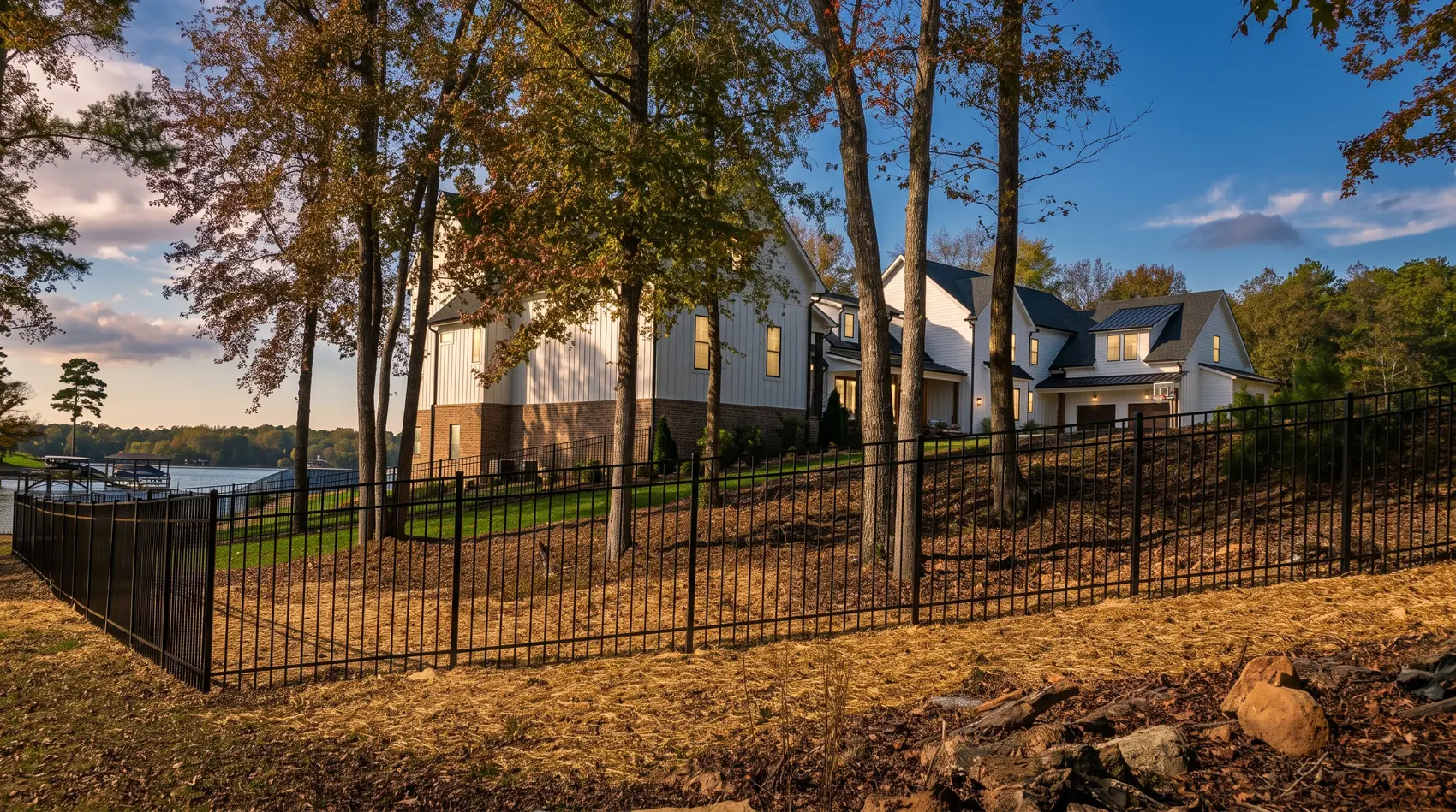 Waterfront home aluminum property fencing near Austin, TX